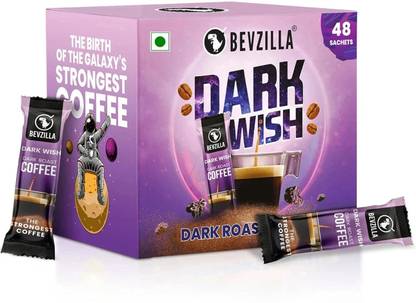 Bevzilla Dark Wish(Dark Roast) Instant Coffee Powder Box - 48 Sachets Instant Coffee