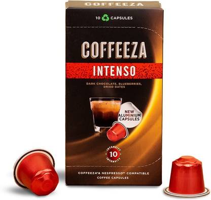 Coffeeza Intenso Coffee Capsules Pack of 10 Pods -Nespresso Compatible Coffee Capsules Pods Instant Coffee Instant Coffee
