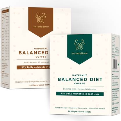 IncredaBrew Premium Instant Coffee - Original & Hazelnut Flavours | 20 Sachets each - Instant Coffee