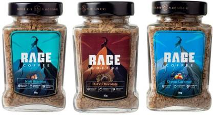 RAGE Coffee Combo Pack of 3 – Irish Hazelnut & Dark Chocolate & Creme Caramel Flavoured Coffee 50 Gms Each Instant Coffee  (3 x 50 g, Hazelnut Flavoured) at Rs. 349