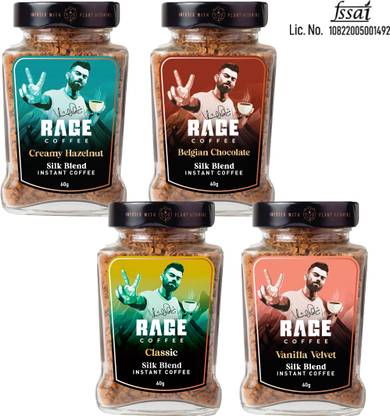 RAGE Silk Combo 60gx4- Classic, Belgian Chocolate, Creamy Hazelnut, Vanilla + Frother Instant Coffee