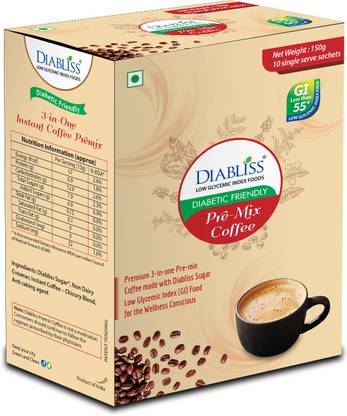 DiaBliss Diabetic Friendly 3-in-One Instant Coffee Premix - Low GI Instant Coffee