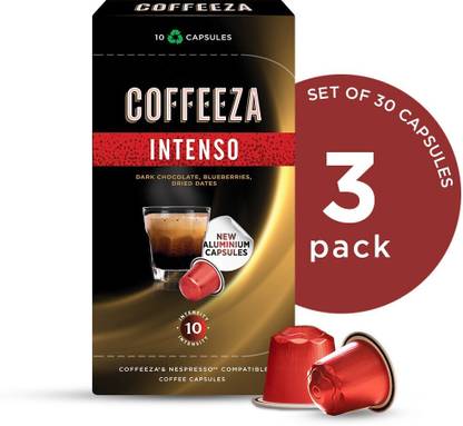 Coffeeza Intenso Coffee Capsules Pack of 30 Pods -Nespresso Compatible Coffee Capsules Pods Instant Coffee