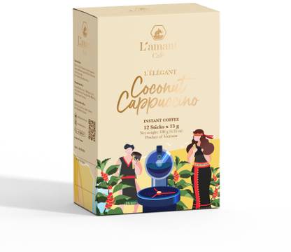 L'amant café Elegant Coconut Cappuccino Instant Premix Coffee | Coffee 12 sticks × 15 gm each Instant Coffee