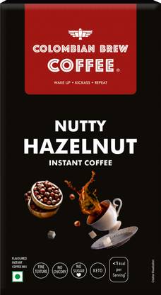 Colombian Brew Hazelnut Instant Coffee, No Sugar Vegan, 50gm Instant Coffee