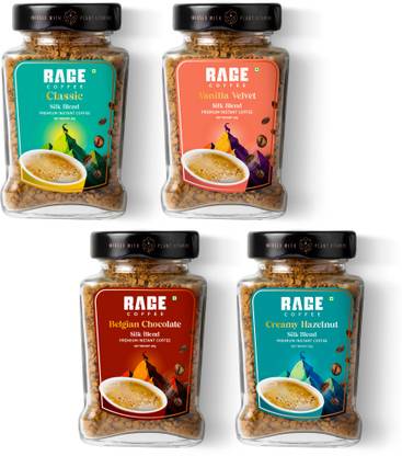 RAGE Silk Combo 60g x 4- Classic, Belgian Chocolate, Creamy Hazelnut, Vanilla Velvet Instant Coffee