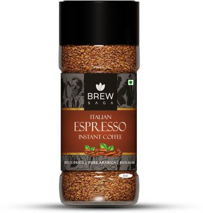 Brewsaga Italian Espresso Instant Coffee 100% Arabica No Added Sugar | Makes 50 Cups Instant Coffee