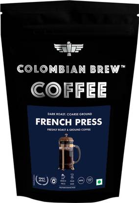 Colombian Brew Arabica French Press Coffee, Dark Roast Strong, 100g (100 g) Roast & Ground Coffee