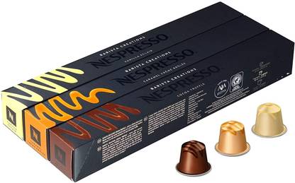 Nespresso Capsules Vanilla Éclair, Caramel Crème Brulée, Cocoa Truffle 30 Pods Roast & Ground Coffee