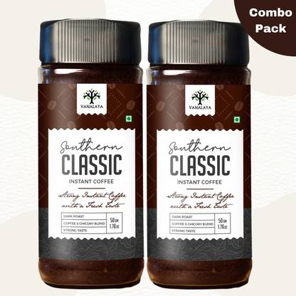 Vanalaya Southern Classic Instant Coffee With Chicory, Black Coffee Powder With Rich Aroma & Taste For Weight Loss, Stress Relief Instant Coffee