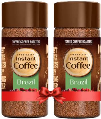 Toffee Coffee Roasters Brazil Speciality Instant Coffee | Pack of 2 | 100% Arabica | Ready in Seconds | Instant Coffee