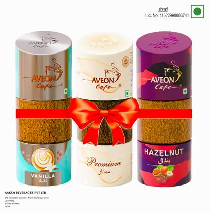 AVEON Cafe Vanilla, Premium & Hazelnut Flavoured Coffee Combo Instant Coffee