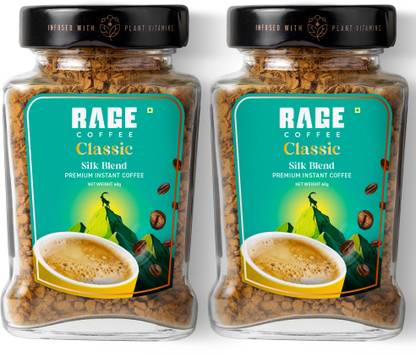 RAGE Premium Silk Blend Classic (Pack of 2) 60g each | 100% Pure Arabica Beans Instant Coffee