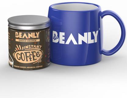 Beanly Instant Coffee Freeze Dried & Microground Coffee Choco Orange With Blue Mug Instant Coffee