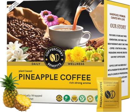 TEACURRY Pineapple Coffee Premix (30 Sachets) - Enhance Energy & Strength | Coffeecurry Instant Coffee
