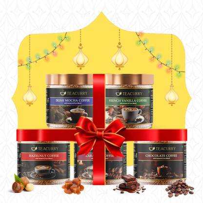 TEACURRY Flavor Coffee Combo of 5 - Hazelnut,Caramel,Chocolate,Irish Mocha,French Vanilla Roast & Ground Coffee