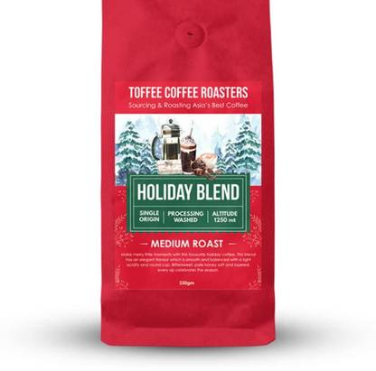Toffee Coffee Roasters Holiday Blend Coffee| 100% Arabica| Medium Roasted | Whole Bean Roast & Ground Coffee
