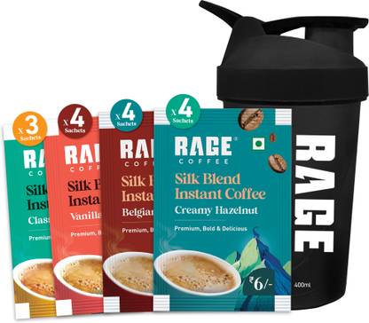 RAGE Silk Blend Assorted Sachets (Pack of 15) + Multi-purpose Shaker Instant Coffee