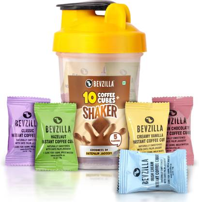 Bevzilla 10 Instant Coffee Cubes & Shaker | BPA Free Shaker 500 ML Leak Proof Instant Coffee