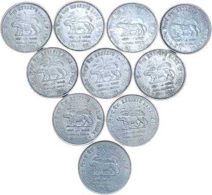 RB COINS INDIA 2 Rupees Platinum Jubilee RBI 1935-2010 COMMEMORATIVE 10 COIN Coin Bank
