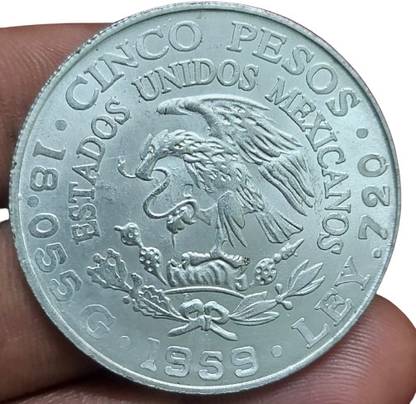 RB COINS 1959 Mexico 5 Pesos SILVER COIN Coin Bank
