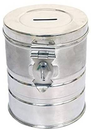 Altron 14Cm Piggy Bank 100% Stainless Steel Round Shape Coin Box Piggy Bank |Big Size Coin Bank