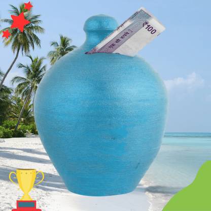 Nanhi Mohan Coin Bank/Piggy Bank/Clay Gullak/Money Bank Pack of 1 Blue Gullak - 304 Coin Bank