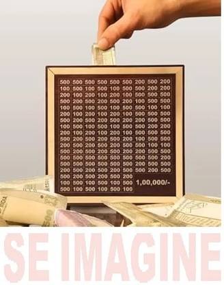 SE IMAGINE Wooden Money Saving Box | Cash Saver Money Box with Counting Target Coin Bank Coin Bank