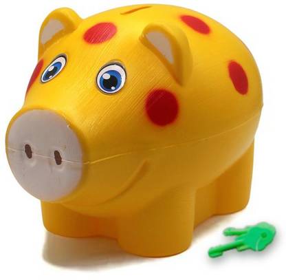 neoinsta shopping Cute Polka Dot Pig Piggy with Lock & Key for Kids and Adults Coin Bank