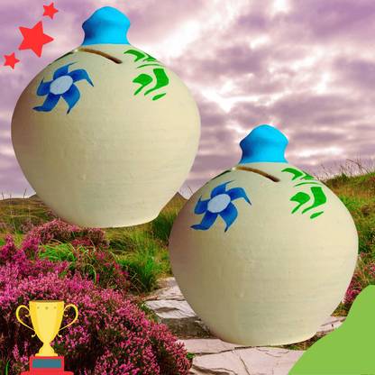 simariya Coin Bank/Piggy Bank/Clay Gullak/Money Bank Pack of 2 Cream Snake - 172 Coin Bank