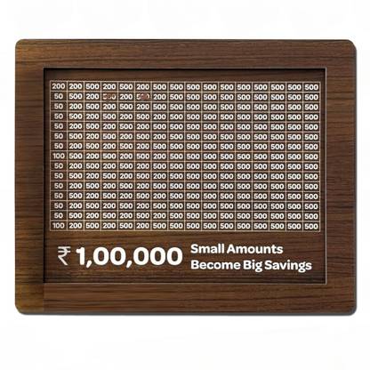 VETMOC Wooden Money Saving Box for Adults – 1 Lakh Piggy Bank with Lock, Big Size Coin Bank