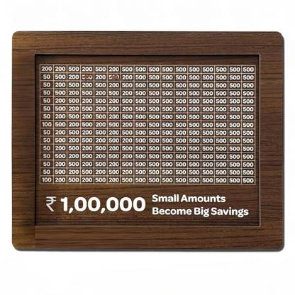 ASM Creation Wooden Coin Box with Carved Design for Kids,Savings Challenge Box Coin Bank