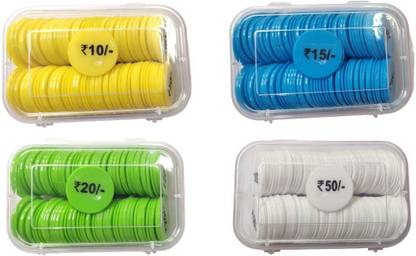 MOREL COMBO OF RUPEES TOKEN RS 10, RS 15, RS 20, RS 50 PLASTIC ROUND SHAPE COIN Coin Bank