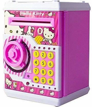 Purple beats Mini ATM Safe Kid Piggy Saving ATM Bank with Electronic Lock Hello Kitty for Kid Coin Bank