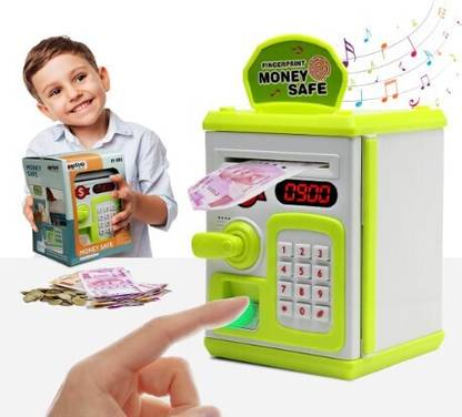 Bambono ATM Money Saving Piggy Bank With Electronic Lock, Fingerprint, Light And Sound Coin Bank
