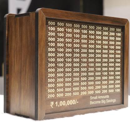 Ecodex Wooden Money Saving Box | Counting target money box | Coin box for saving Coin Bank