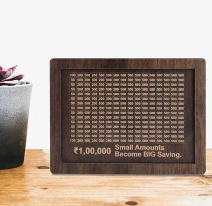 ASM Creation Wooden Money Saver Box Wooden Piggy Bank 100000 Money Bank Box Coin Bank