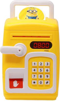 Viha Fingerprint Scanner Money Safe with Electronic Double Protected Password Piggy Bank / Cash Coin Can /Auto Scroll Paper Money/ Saving Box /Birthday Gifts /Gift Toys for Kids Coin Bank