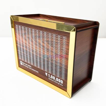 JINCHA ?1,00,000 Rupees Money Saving Piggy Bank | Wooden Piggy Bank Coin Bank