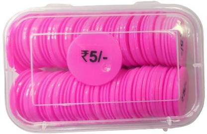 MOREL PLASTIC ROUND 5 RS TOKEN COIN FOR SHOP, RESTAURANTS CANTEEN, MILK-DAIRY TOTAL100 Coin Bank