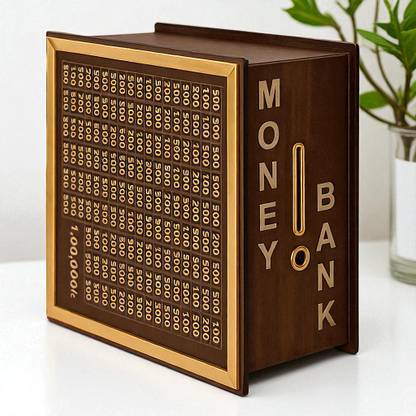 Drova Wooden Money/Piggy Bank Box for Kids, Savings Box (1,00,000) Coin Bank Coin Bank