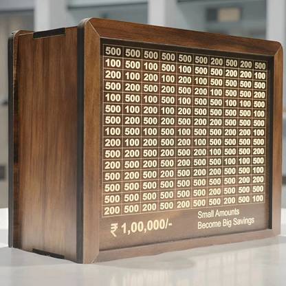 CIRCADIAN Wooden Money Saving Box | Cash Saver Money Box with Counting Target Coin Bank