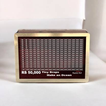 KARNI ART Wooden Money Saving Box | Cash Saver with Counting Target (?50,000) Coin Bank