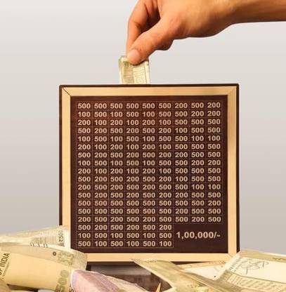 SEVENSPACE Wooden Money Saving Box Cash Saver MoneyBox Coin Bank