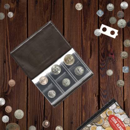 न्यूमिस्कार्ट 60 Coins Album: With Large Big Pockets Save and Display 1,2,5, & 10 Rs Coins कॉइन बैंक