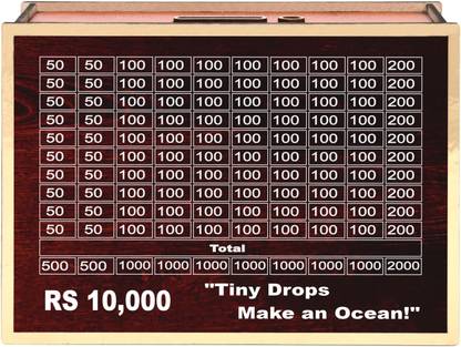 KARNI ART Wooden Money Saving Box | Cash Saver with Counting Target (?10,000) Coin Bank