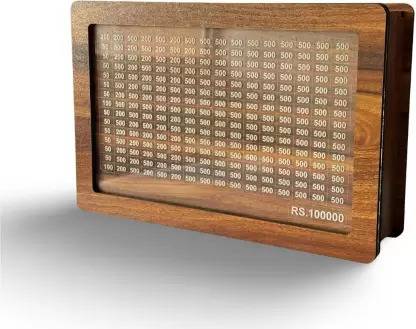 Fravy Wooden Money Saving Box | Cash Saver Money Box with Counting Target Coin Bank