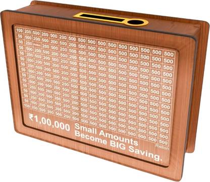 DAY DECOR Wooden Money Saving Box | Cash Saver Money Box with Counting Target Coin Bank Coin Bank