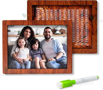 vissera Wooden Photo Customization Money Saving Box with Numbers, Money Saver Box 1 Lakh Coin Bank