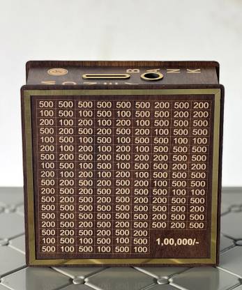 GMD Wooden Money Saving Box | Cash Saving Piggy Bank with Counting Target Coin Bank